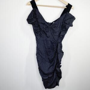 Etoile Isabel Marant Women Coquette Feminine Linen Dress Size 36 Blue Ruched